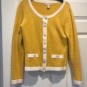 Banana public yellow and white sweater cardigan